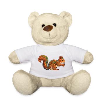 Autumnal Squirrel Pattern Forest Life Nature - Teddy Bear - white - Front
