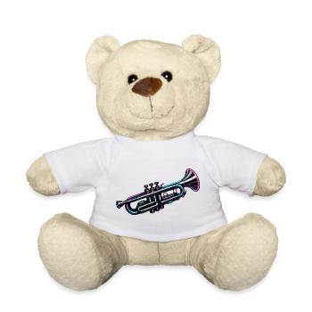 Conception moderne du musicien de trompette au néon - Nounours - blanc - Devant
