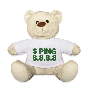 Retro Ping Glyphs in Green - Teddy Bear - white - Front