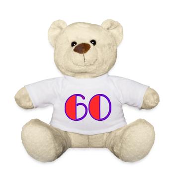 60. 60 ANS. 60e ANNIVERSAIRE. ANNIVERSAIRE 60 ANS. - Nounours - blanc - Devant