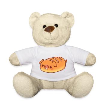 Cute Pig Baguette Bread Loaf - Teddy Bear - white - Front