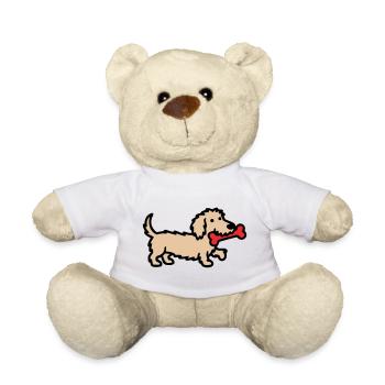 Terrier Doodle Bone Comic - Teddy Bear - white - Front