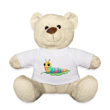 Colorful cartoon caterpillar on leaf - Teddy Bear - white - Front