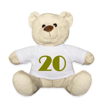 20. 20e ANNIVERSAIRE. ANNIVERSAIRE 20 ANS. 20 ANS. - Nounours - blanc - Devant