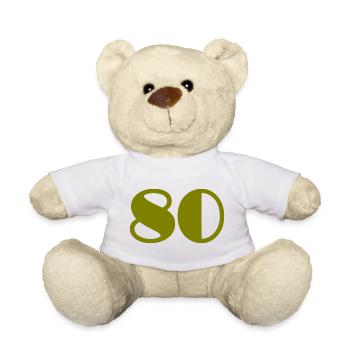 80. 80 YEARS. 80th ANNIVERSARY. 80 YEARS ANNIVERSARY. - Teddy Bear - white - Front