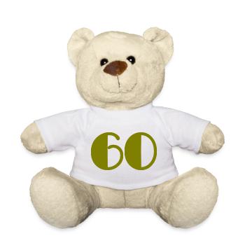 60. 60 JAHRE. 60-JÄHRIGES JUBILÄUM. 60. GEBURTSTAG. - Teddy - Weiß - Vorne