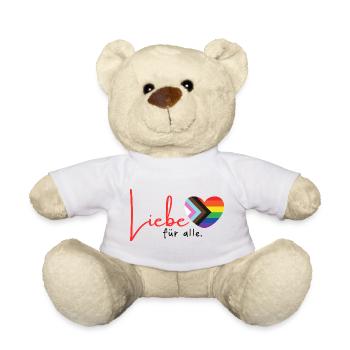 Liebe Pride Herz mit Regenbogenstreifen LGBTQ+ - Teddy - Weiß - Vorne