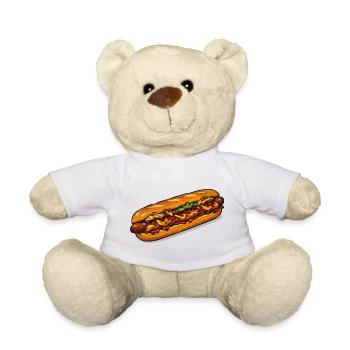 Illustration de hot-dog en dessin animé - Nounours - blanc - Devant