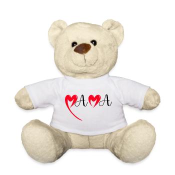 Bonne fête Maman cœur rouge amour mères  Mama - Nounours - blanc - Devant