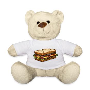 Cartoon Cheese Sandwich Illustration - Teddy Bear - white - Front