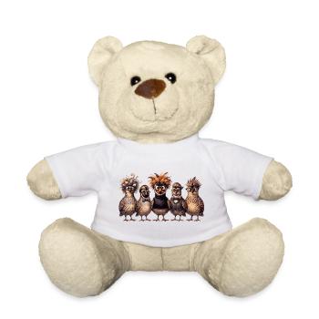 Coole WachtelBande | Lustiges Federvieh mit Brille - Teddy - Weiß - Vorne