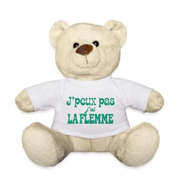 J'peux pas j'ai la flemme - Nounours - blanc - Devant