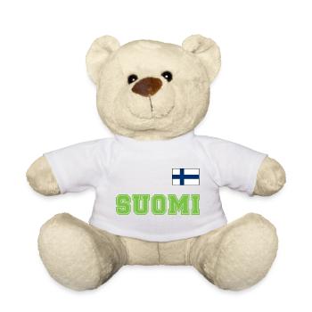 FINNLAND - SUOMI Trikot Look - Flagge auf Brust - Teddy - Weiß - Vorne