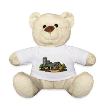Ländliche Scheune mit Heu - Teddy - Weiß - Vorne