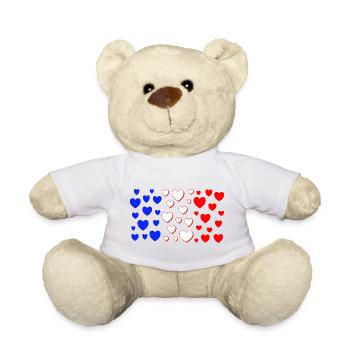 Drapeau français en forme de cœur Cœur français - Nounours - blanc - Devant
