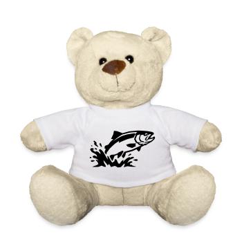 Poissons sauteurs, pêche à la truite, pêche à la ligne - Nounours - blanc - Devant
