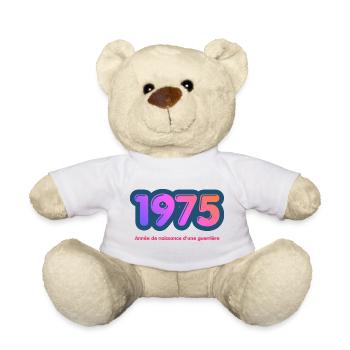1975 Année rétro naissance d'une guerrière - Nounours - blanc - Devant