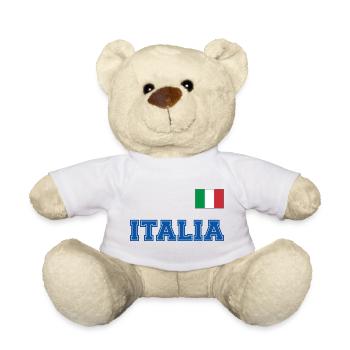 Italien Trikot Look - ITALIA mit Flagge Fahne - Teddy - Weiß - Vorne
