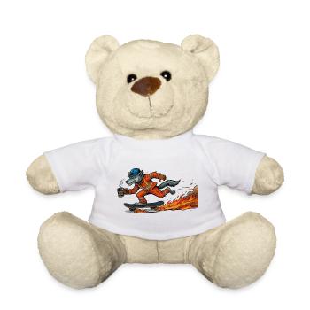 Cartoon-Figur Wolf auf feurigem Skateboard - Teddy - Weiß - Vorne
