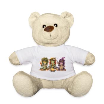 Drei Boho-Frösche am Lagerfeuer - Teddy - Weiß - Vorne