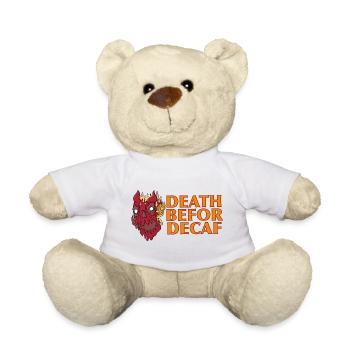 Death before Decaf: Flames Skull - Teddy Bear - white - Front