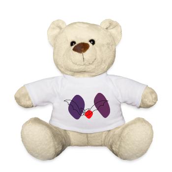 Chauve-souris en art linéaire avec fond coloré - Nounours - blanc - Devant