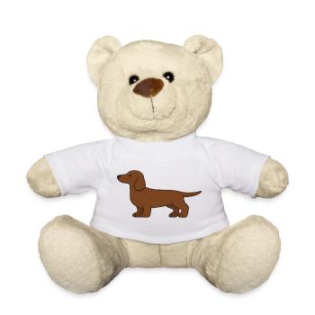 Silhouette de teckel brun - Nounours - blanc - Devant