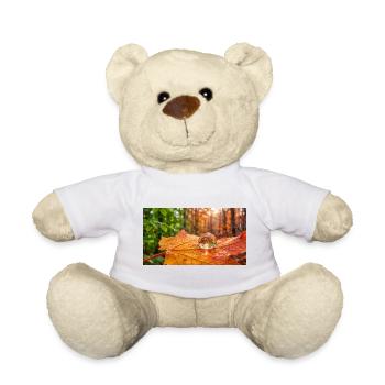 Autumn Leaf with Glass Ball and Forest Reflection - Teddy Bear - white - Front