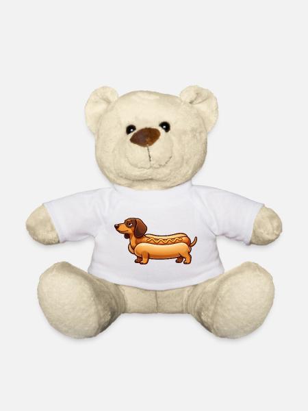 Dackel im Brötchen - Hotdog Dackel Geschenk - Teddy - Weiß