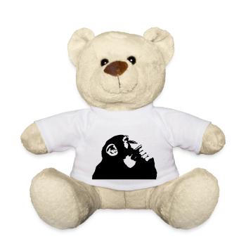 nachdenklicher Schimpanse - Teddy - Weiß - Vorne