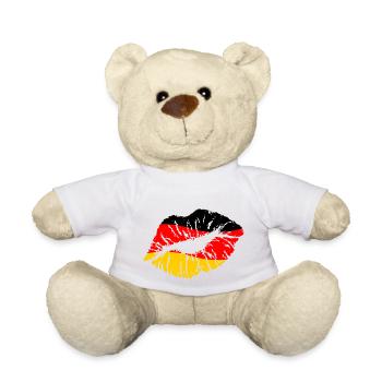 Fußball Deutschland 2020 Europameister WM Fan Kuss - Teddy - Weiß - Vorne