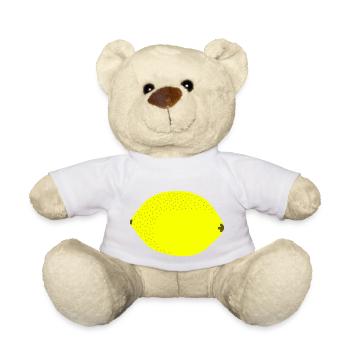 Knall Gelbe Zitrone, Obst, Geschenkidee - Teddy - Weiß - Vorne