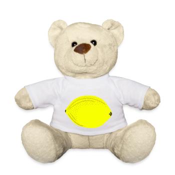 Knall Gelbe Zitrone, Obst, Geschenkidee - Teddy - Weiß - Vorne