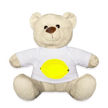 Knall Gelbe Zitrone, Obst, Geschenkidee - Teddy - Weiß - Vorne