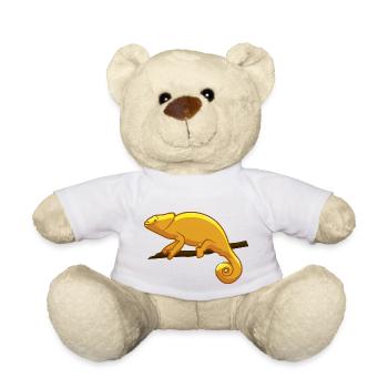 Gelbes Chamäleon Gecko Echse Reptil Geschenk - Teddy - Weiß - Vorne