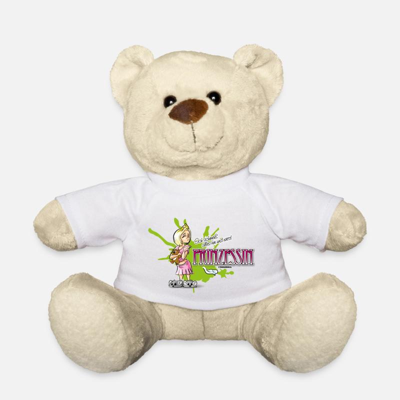 kleine genervte Prinzessin mit Teddy und Spruch - Teddy - Weiß