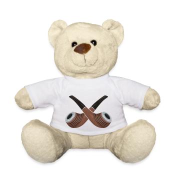 Zwei gekreuzte Tabak Pfeifen - Teddy - Weiß - Vorne