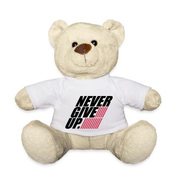 streifen design never give up logo niemals aufgebe - Teddy - Weiß - Vorne