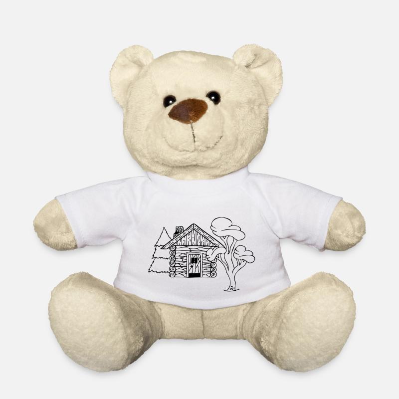 Cube de cabane en bois - Nounours - blanc