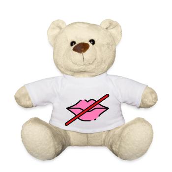 Küssen verboten. No kissing. Geschenk - Teddy - Weiß - Vorne