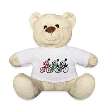Three cyclists on the move - Teddy Bear - white - Front