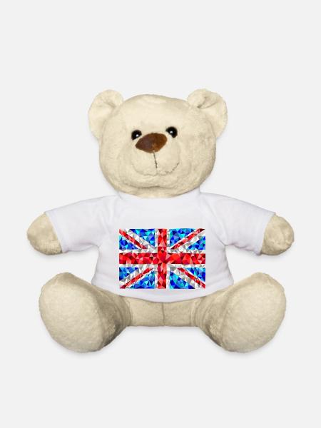 Union Jack in low poly diamond style - Teddy Bear - white