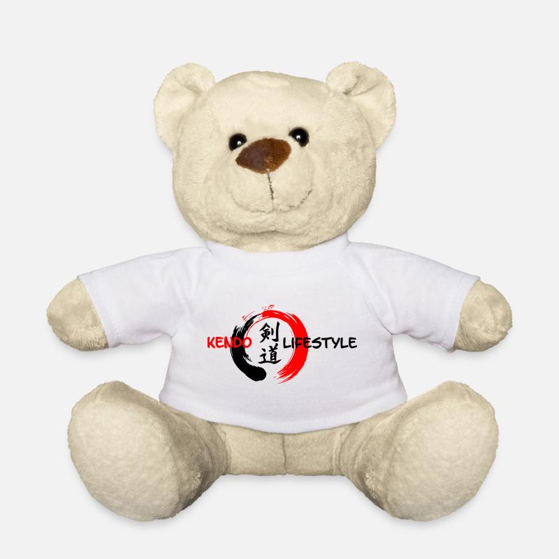 Kendo Japanese script in enso zen circle - Teddy Bear - white