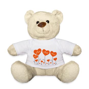 Flowers Heart Love in all languages - Teddy Bear - white - Front