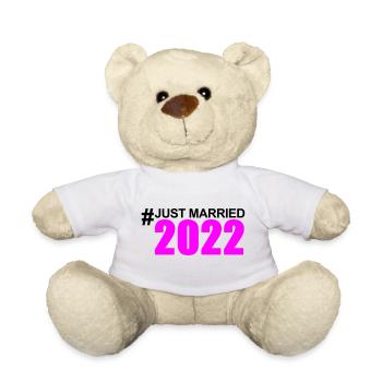 Just Married 2022 Hashtag - Nounours - blanc - Devant