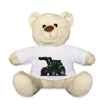 Tracteur vert clair avec chargeur frontal - Nounours - blanc - Devant