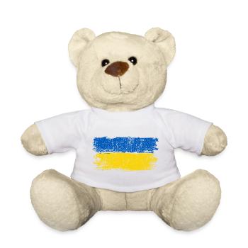 Pinselstrich der Ukraine-Flagge - Teddy - Weiß - Vorne