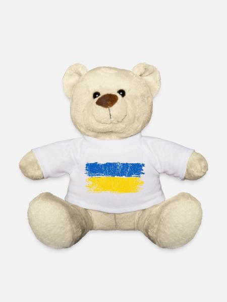 Ukraine Flag Brushstroke - Teddy Bear - white