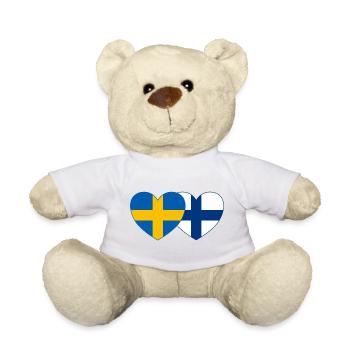 Suède Finlande Flag Heart - Nounours - blanc - Devant