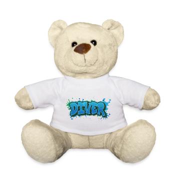 Diver Graffiti Paint Splash - Geschenk für Taucher - Teddy - Weiß - Vorne